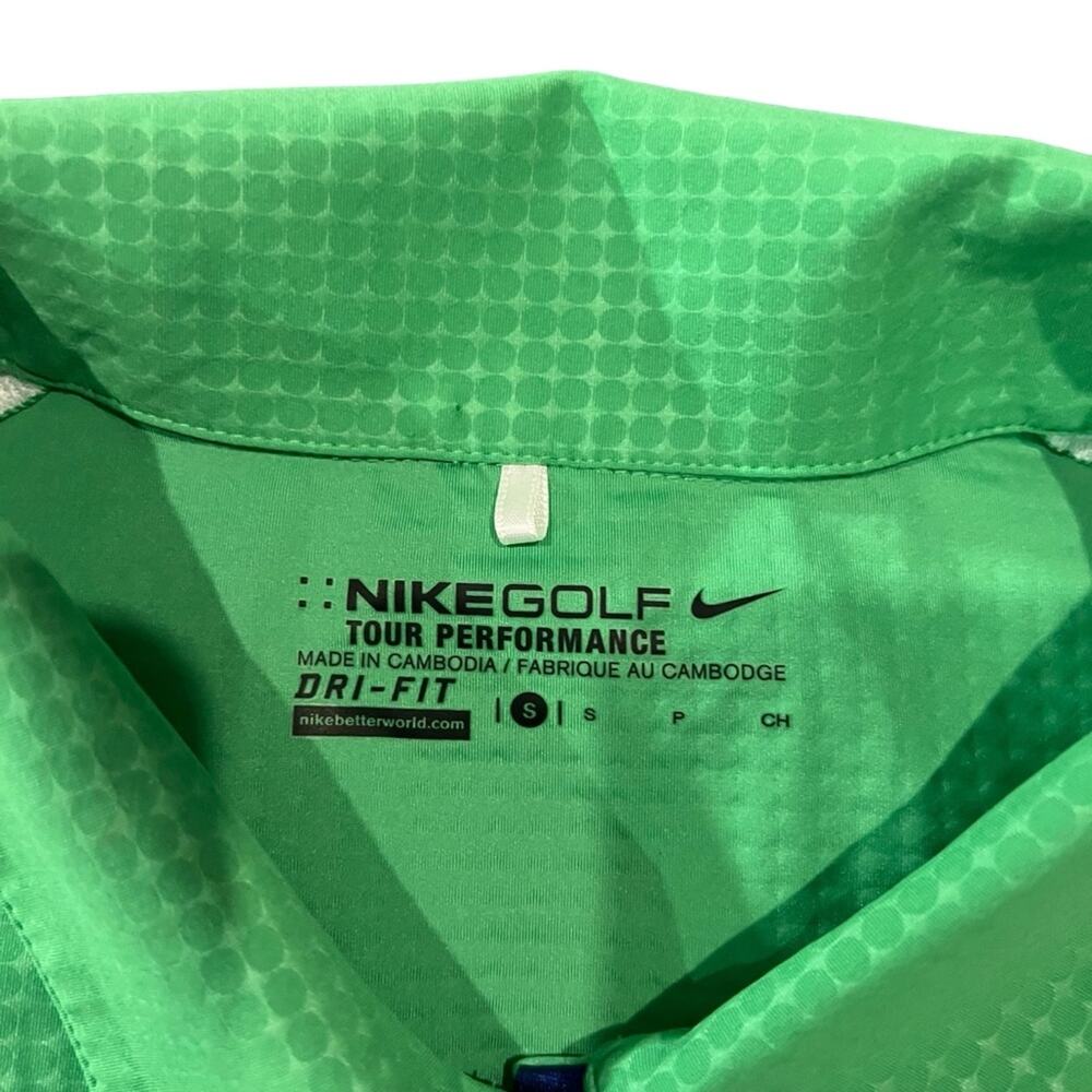 Nike Golf Polo Shirt Womens Size Small Green Textured Dri-FIT Pink Trim - Picture 3 of 4
